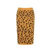 Women's Knitted Vest Skirt Sets, 1960s Mod Style Retro Leopard Green Tank Yellow Straight Skirt 2 Piece Sets Summer