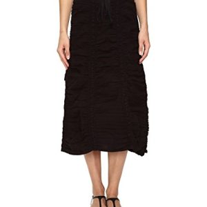 Stretch Poplin Double Shirred Panel Skirt