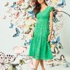 Women's Sleeveless V-Neck with Ruffle Shoulder Detail and Tiered Skirt