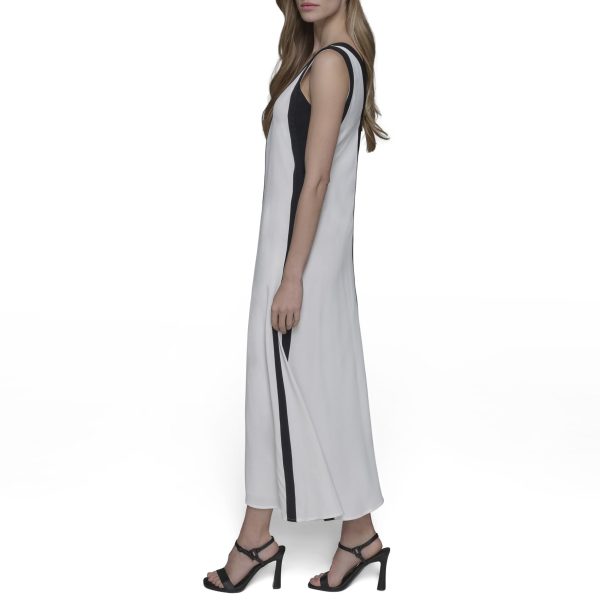 51WMCu4TrIL.jpg Women's Sleeveless V-Neck Two Toned Flowy Maxi Dress