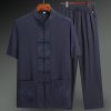 Cotton and linen clothes, Tang suit, Chinese summer dress, men's national style short-sleeved