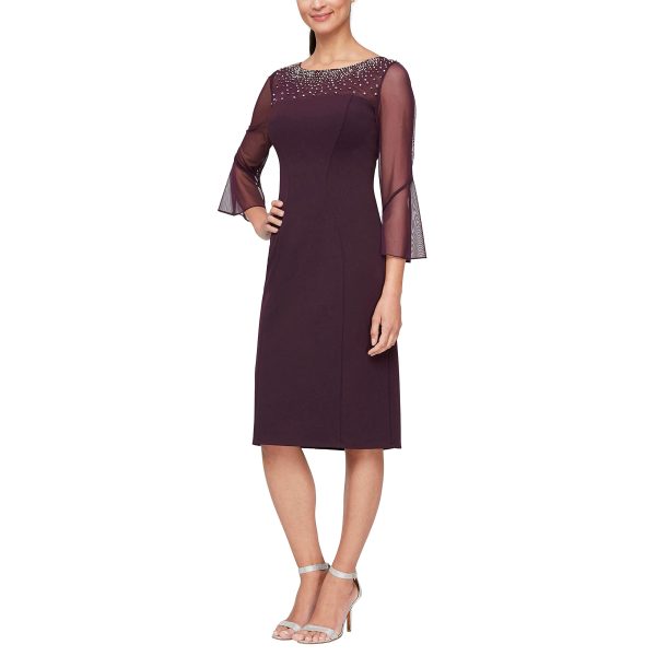 Women's Short Shift Dress with Embellished Illusion Detail