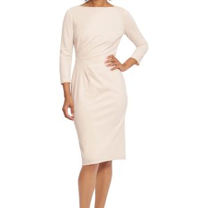 Women's Plus Size Scuba Crepe Pleat Tuck Waist Dress