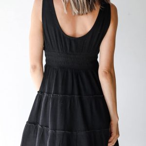 Womens Summer Dresses 2025 Sleeveless Button Down Smocked Empire Waist Ruffle Tiered Casual Swing Mini Dress