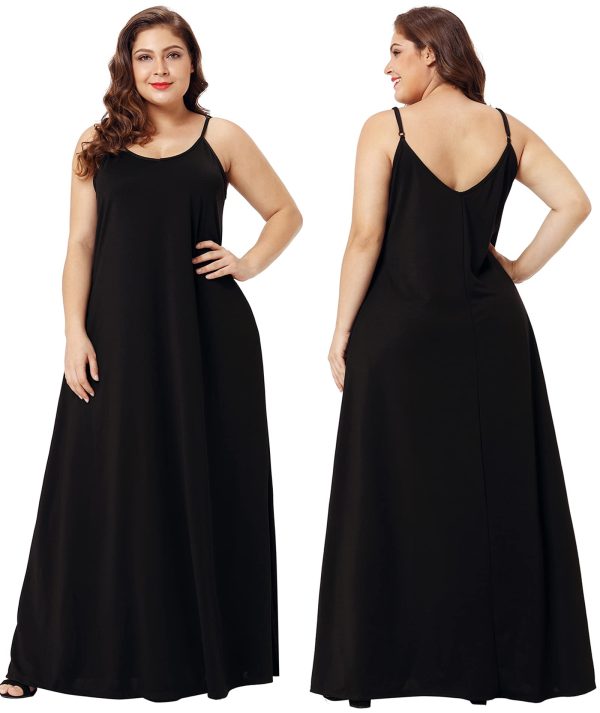 Womens 2025 Casual Sleeveless Sundress Plus Size Loose Plain Long Summer Beach Maxi Dress with Pockets S-5X