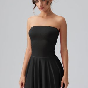 Women's Mini Dress Summer Cocktail Tube Ruched Waist Ruffle Corset Party A-line Dresses