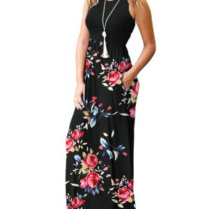Women's Loose Plain Maxi Dresses Casual Long Dresses with Pockets