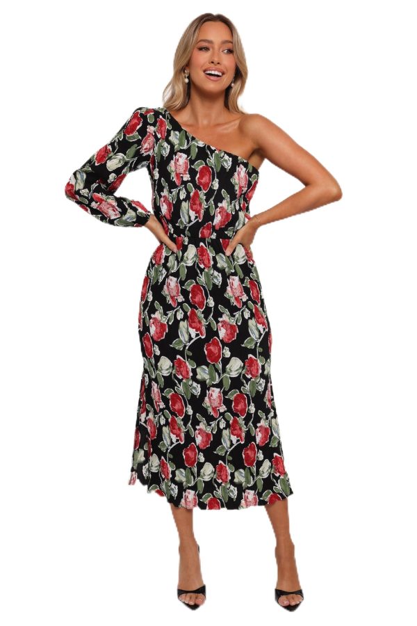 Women's Pontee One Shoulder Pleated Midi Dress