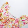 Women Summer Floral Dress Flutter Short Sleeve Casual Split Flowy Vacation Beach Midi Long Dresses