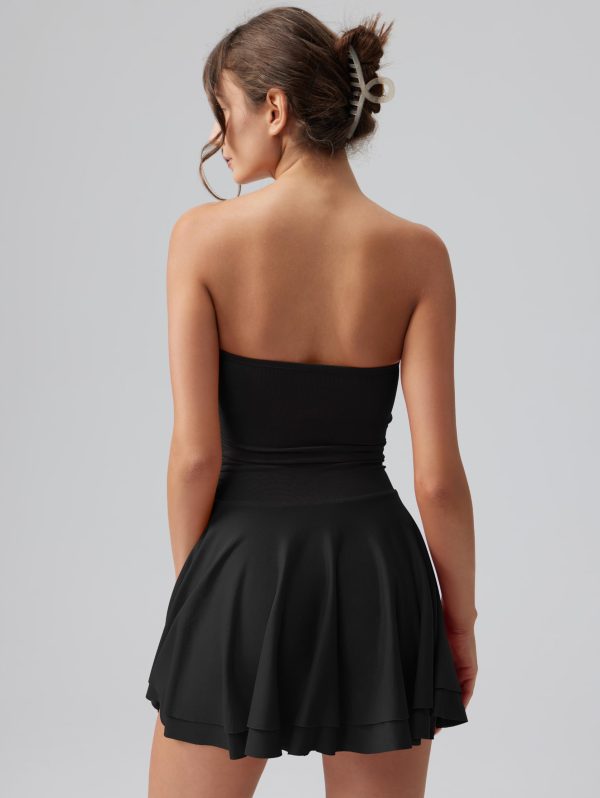 Women's Mini Dress Summer Cocktail Tube Ruched Waist Ruffle Corset Party A-line Dresses