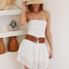 Women's Summer Cocktail Dress - Tube Ruched Ruffle Mini Dress