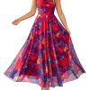 Women Summer Floral Maxi Dresses Elegant Spaghetti Strap Dress Printed Party Dress Beach Long Dresses