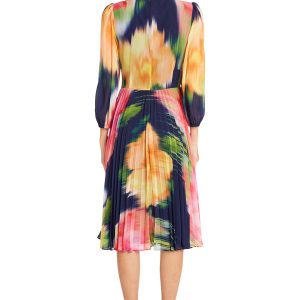Long Sleeve Chiffon Empire Waist Semi Formal Wedding Guest Dresses for Women