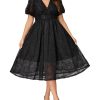 Plus Size Summer Dresses for Women 2025 V Neck Lace Midi Dress Semi Formal Short Sleeve Wedding Guest Cocktail Prom