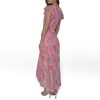 Women's Ruffle Sleeved Midi Printed High Low Dress