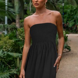 Summer Dress for Women Beach Boho Strapless Cover Ups Off Shoulder Floral Sundresses