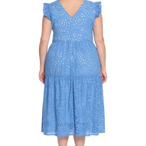 Women's Sleeveless V-Neck with Ruffle Shoulder Detail and Tiered Skirt