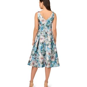 Women's Floral Jacquard Midi Dress