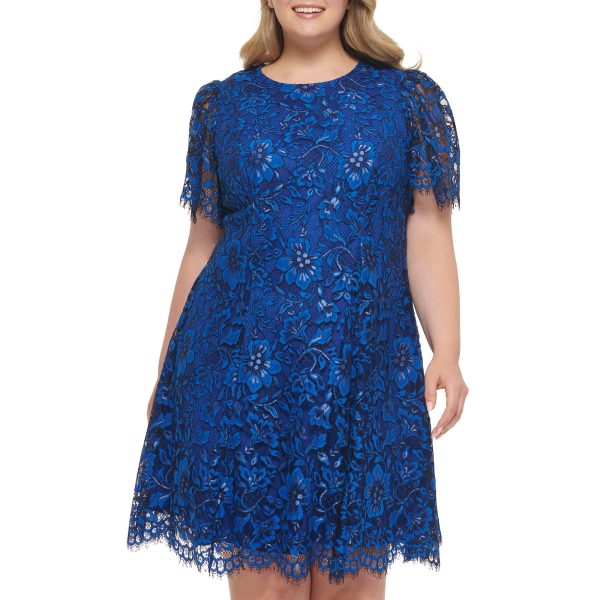 Women's Lace Midi Dress with Flutter Sleeves and Boat Neck