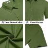 Men's Button Down Short Sleeve Shirt Casual Cotton Summer Beach Linen Wedding Shirts with Pocket