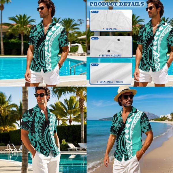 Polynesian Couples Matching Outfits Short Sleeve Puletsai Samoan Traditional Dress & Man Shirts