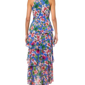 Women's Sleeveless Halter Neck Tiered Maxi Dress