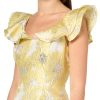 Women's Sheer Floral Ruffle Midi Dress