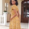 Womens Summer Dress Casual Swing Floral Ruffle Short Sleeve Sundresses Beach Mini A-line Shift Dress 2025 with Pockets