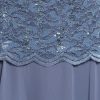 Women's Tea Length Embroidered Bodice Mother of The Bride Gown, Wedding Guest Dress (Petite and Regular Sizes)